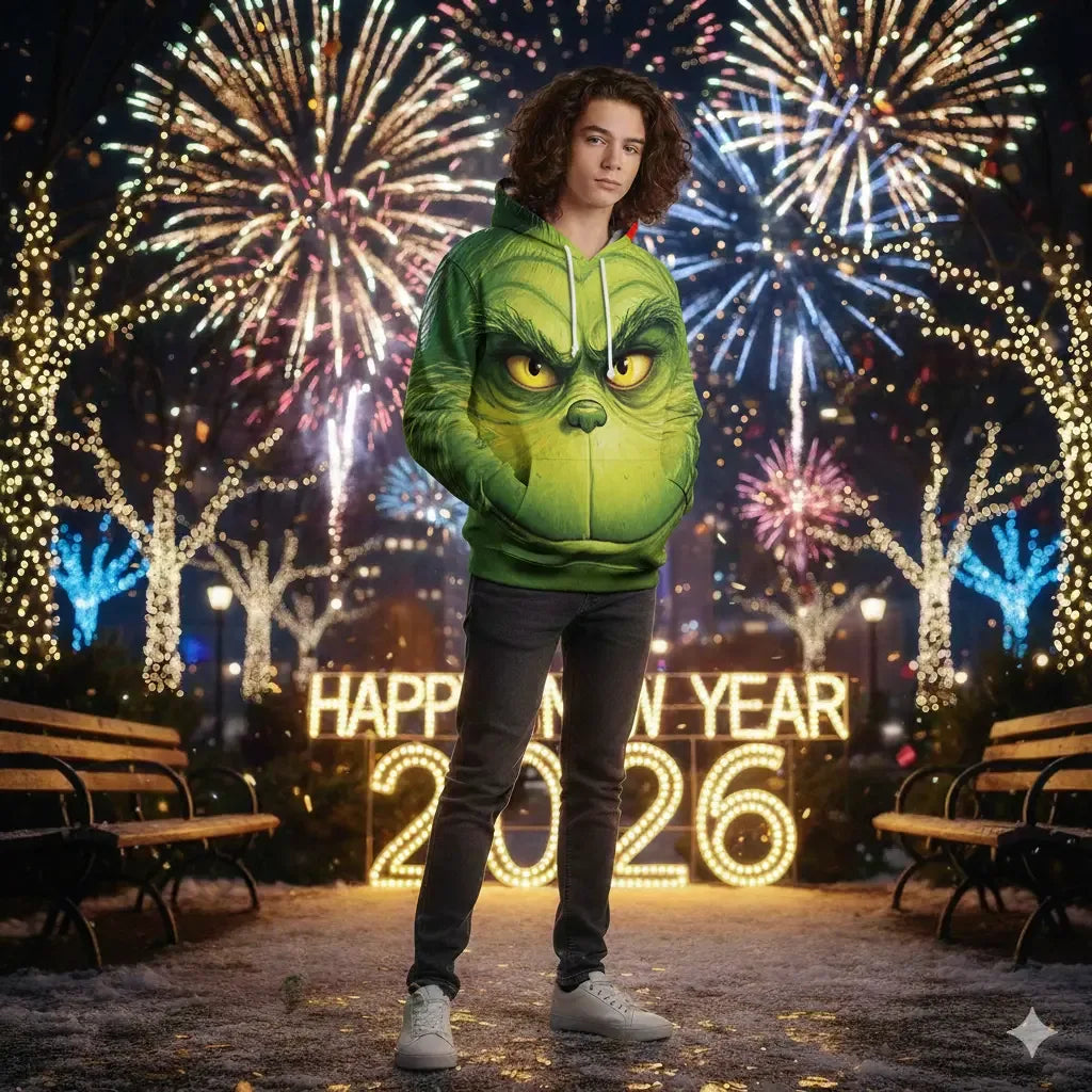 Christmas Theme Cute Cartoon Character Hoodies For Men Autumn Winter Daily Casual Long Sleeve Hooded Tops Harajuku Y2K Pullovers - KADIR MARKET